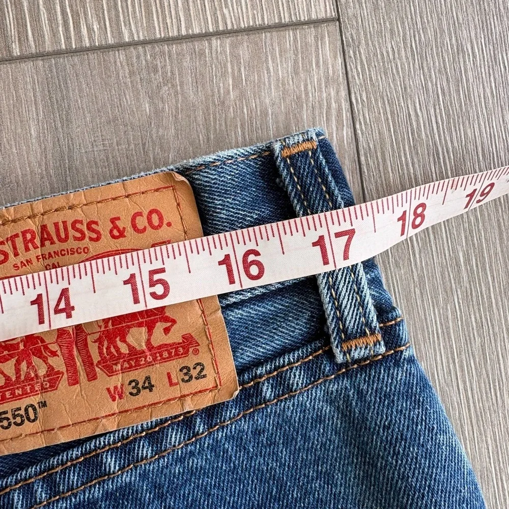 Levi's 550 Mens Blue Denim Mid Rise Relaxed Fit Classic Straight Jeans Sz 34x32